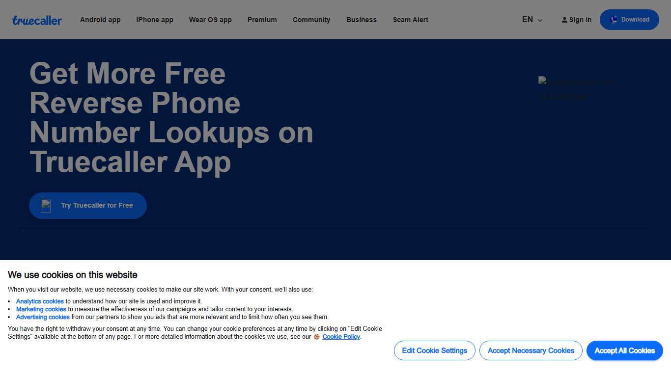 Free Reverse Phone Number Lookup by Truecaller